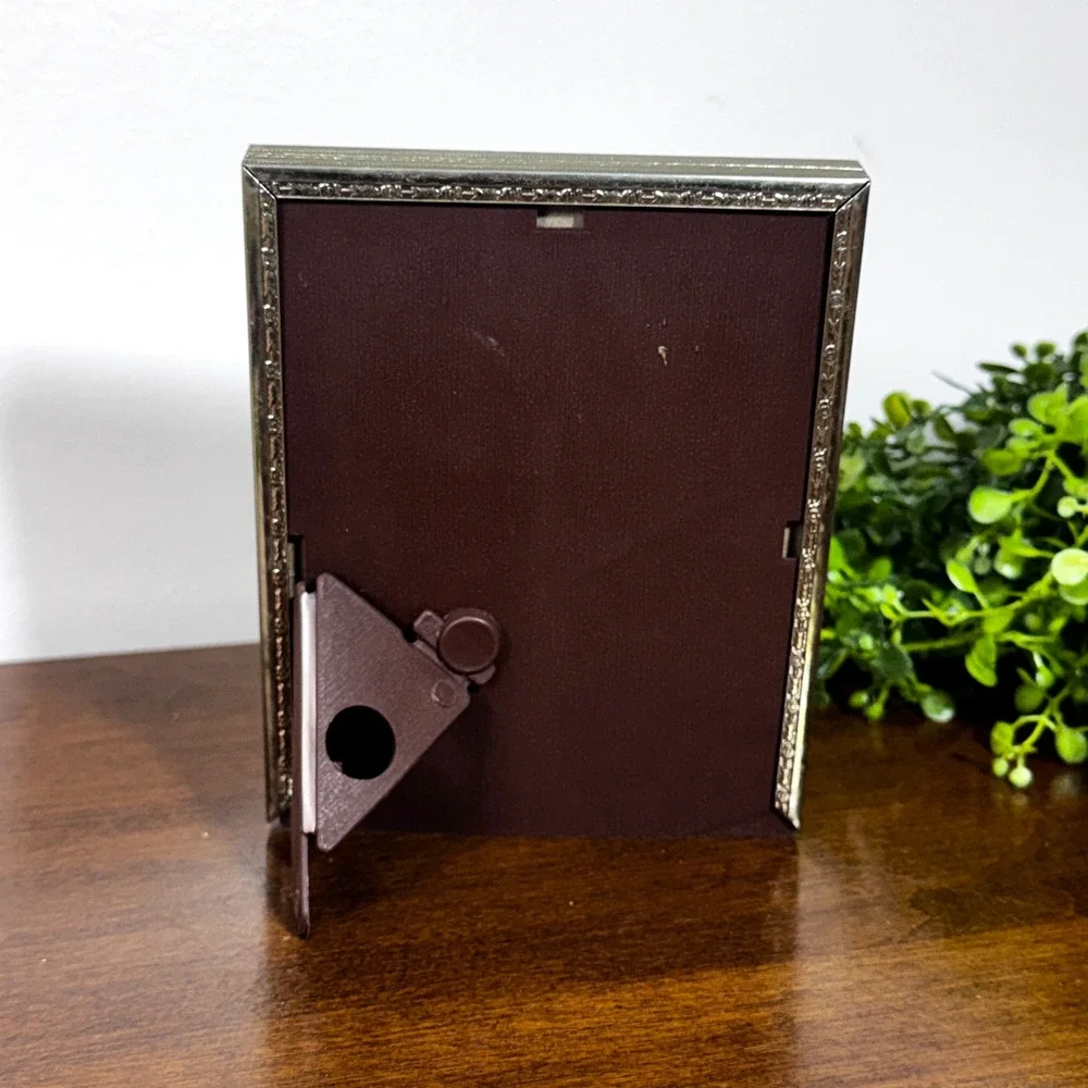 Vintage Gold Tone Ornate 4x5 Picture Frame with Coffee Creamer Print